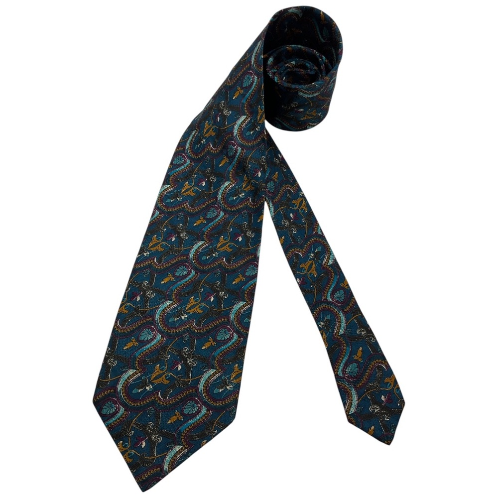 CANALI VINTAGE Blue/Orange/Burgundy Paisley Silk LUXURY Tie ITALY
